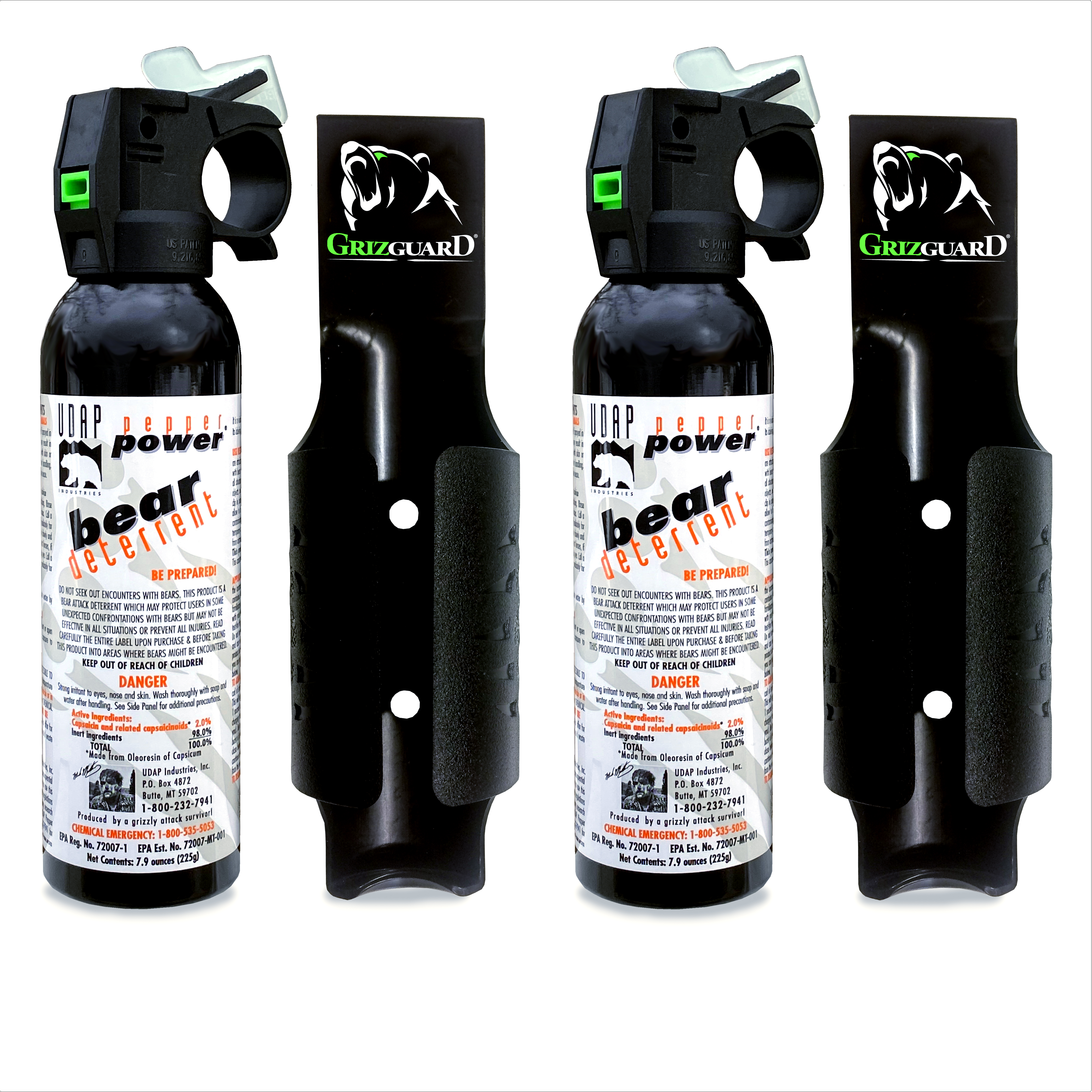 #12DCH Premium Bear Spray with Griz Guard Holster (2 PACK) 7.9oz 225G