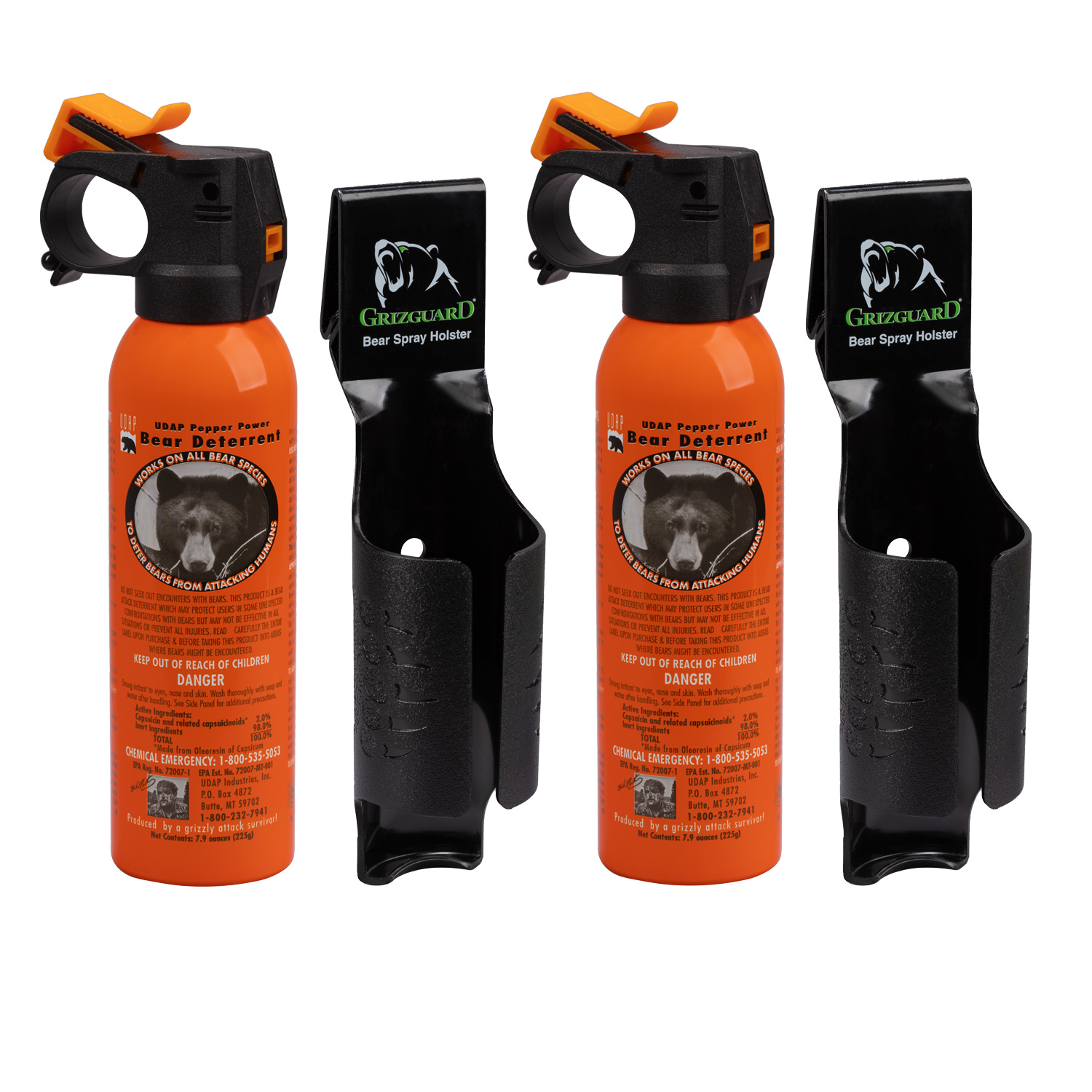 12BC Safety Orange Bear Spray with Bear Cozy Water Bottle Mount 7.9oz 225G:  UDAP Pepper Power